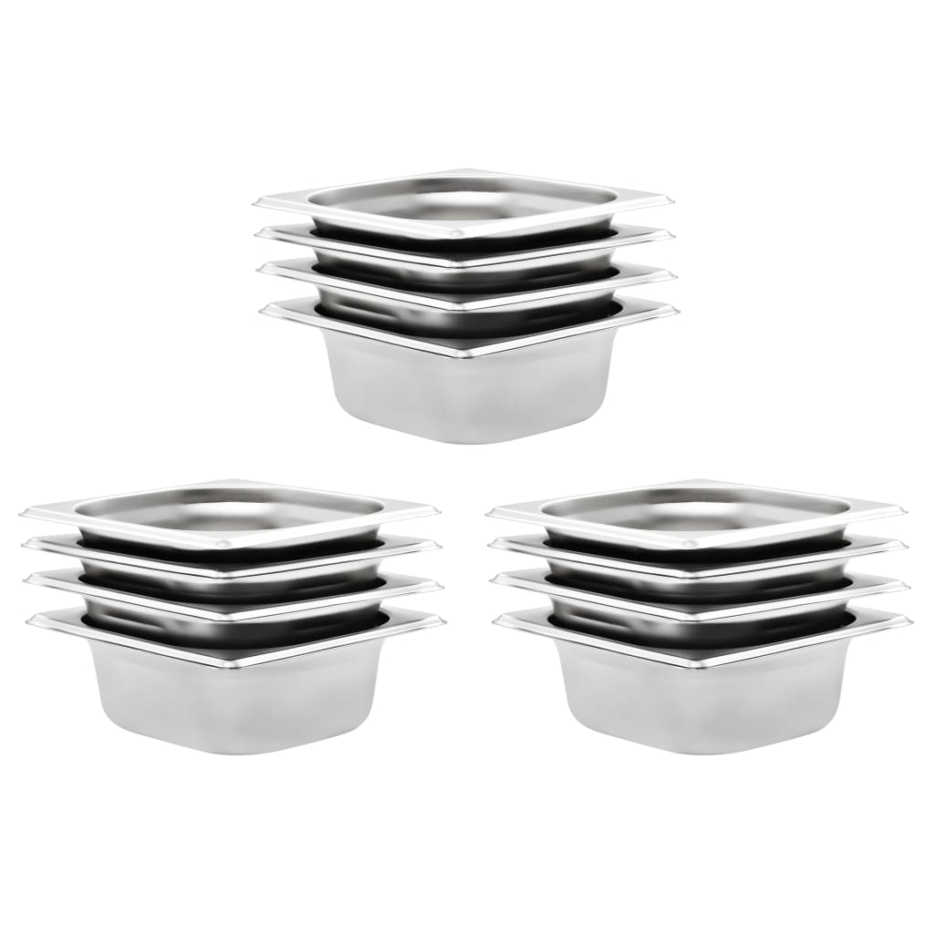 VIDAXL GASTRONORMBAKKEN 12 PC GN 1 6 65 mm Edelstahl