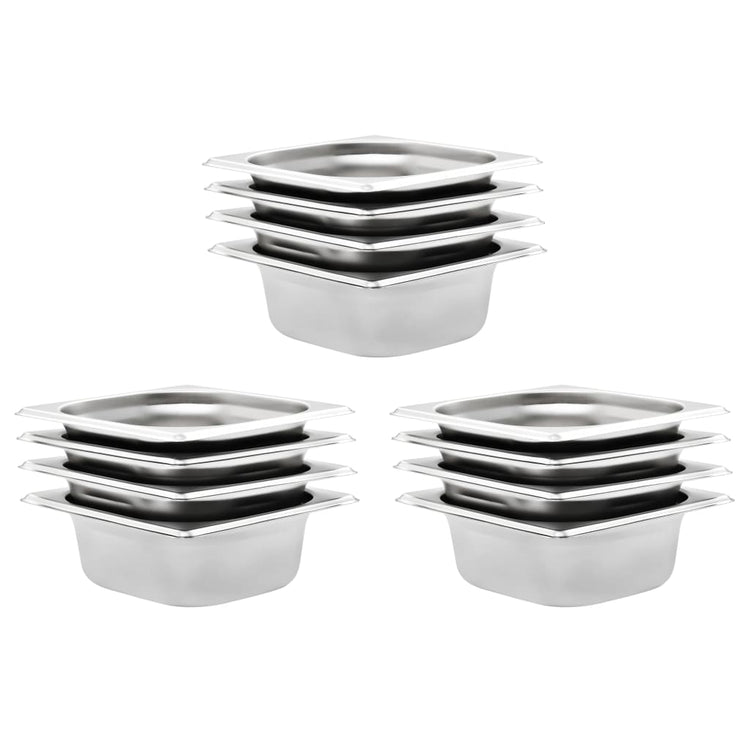 VIDAXL GASTRONORMBAKKEN 12 PC GN 1 6 65 mm Edelstahl
