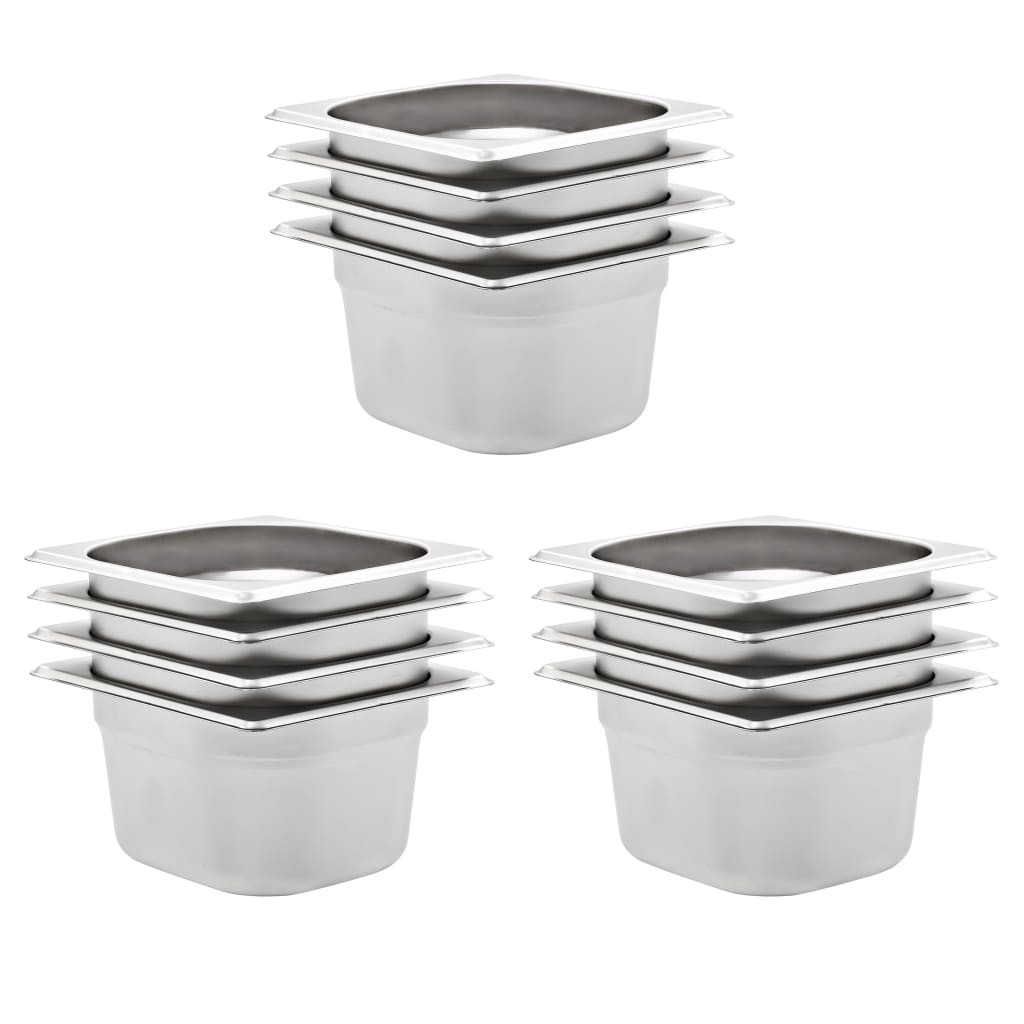 VIDAXL GASTRONORMBAKKEN 12 PC GN 1 6 100 mm Edelstahl