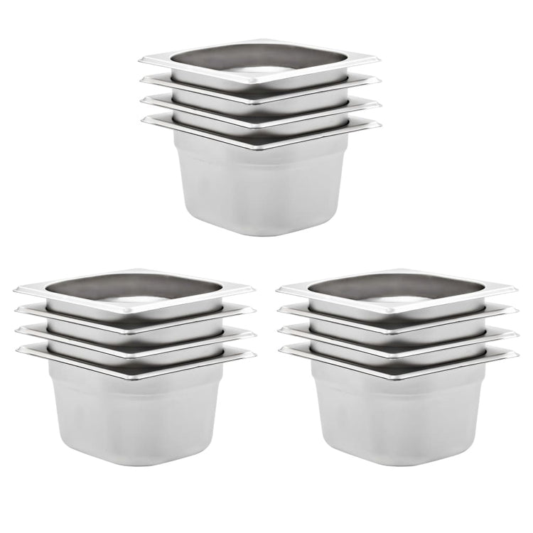 VIDAXL GASTRONORMBAKKEN 12 PC GN 1 6 100 mm Edelstahl