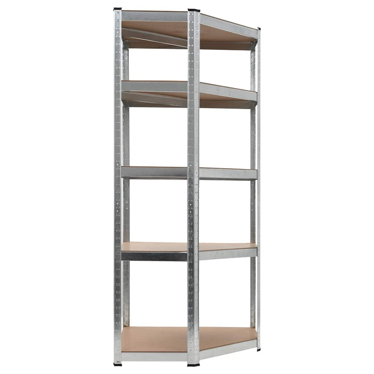 Vidaxl Eckregal 5-layer-Stahl und verarbeitetes Holz Silberfarben