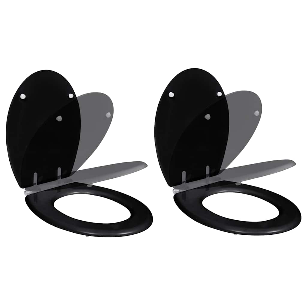 Vidaxl Toilettensitz mit weicher Abdeckung 2 ST MDF Schwarz