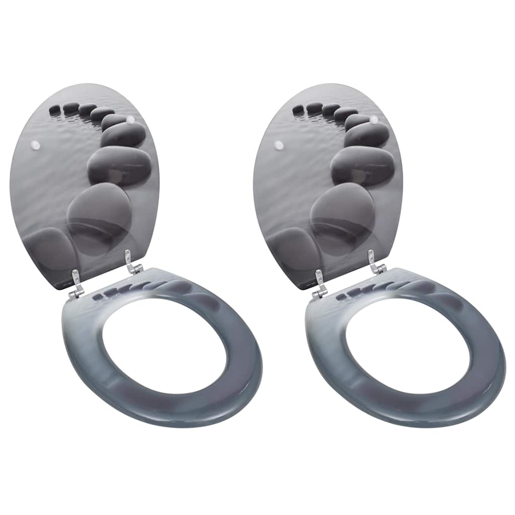 Vidaxl -Toilettensitze mit Deckel 2 Stones MDF