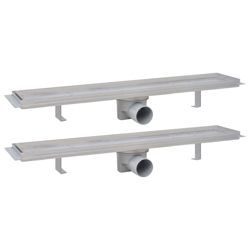 Vidaxl Duschabfluss 2 pc rechteckige 630x140 mm Edelstahl