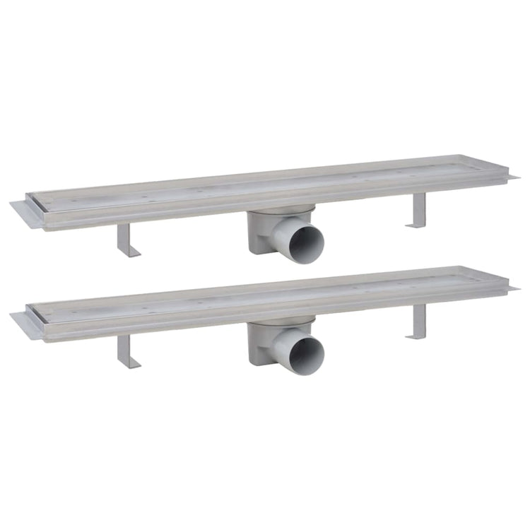 Vidaxl Duschabfluss 2 pc rechteckige 630x140 mm Edelstahl