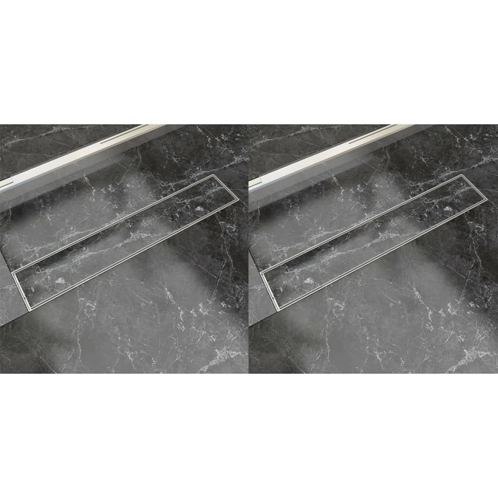 Vidaxl Duschabfluss 2 pc rechteckige 630x140 mm Edelstahl