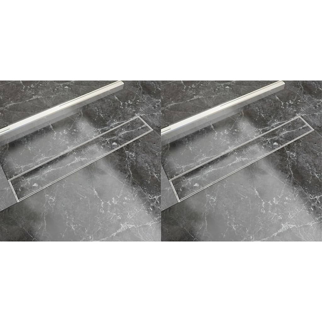 Vidaxl Duschabfluss 2 pc rechteckig 730 x 140 mm Edelstahl