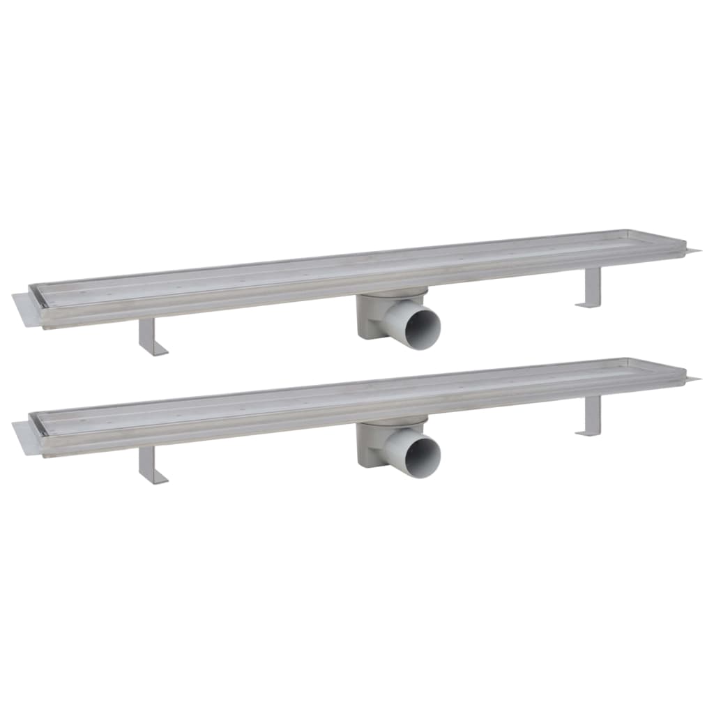 Vidaxl Duschabfluss 2 pc rechteckige 830x140 mm Edelstahl