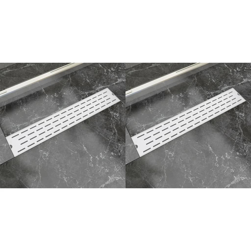 Vidaxl Duschabfluss 2 pc rechteckige Linie 630 x 140 mm Edelstahl