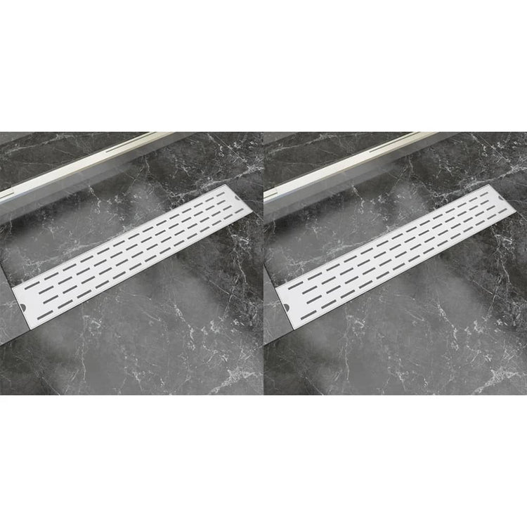 Vidaxl Duschabfluss 2 pc rechteckige Linie 630 x 140 mm Edelstahl
