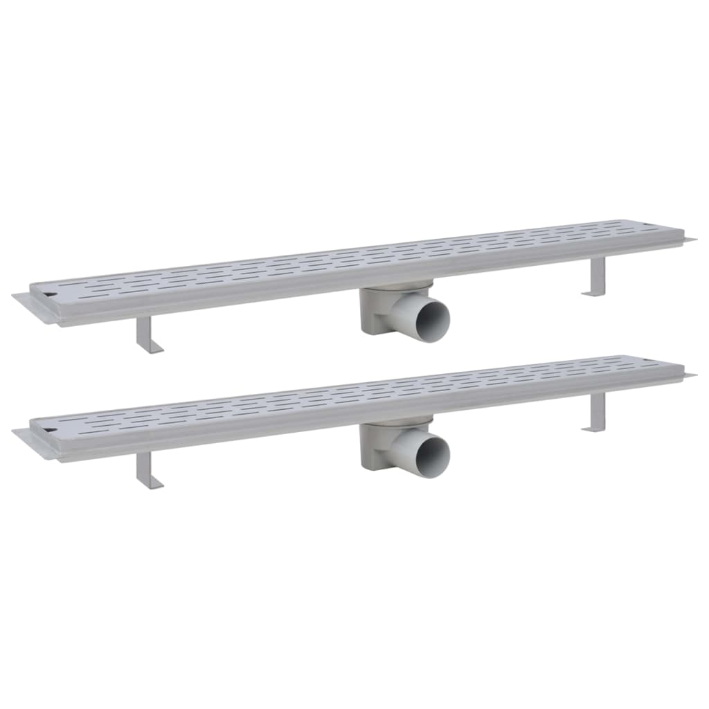Vidaxl Duschabfluss 2 pc rechteckige Linie 830 x 140 mm Edelstahl