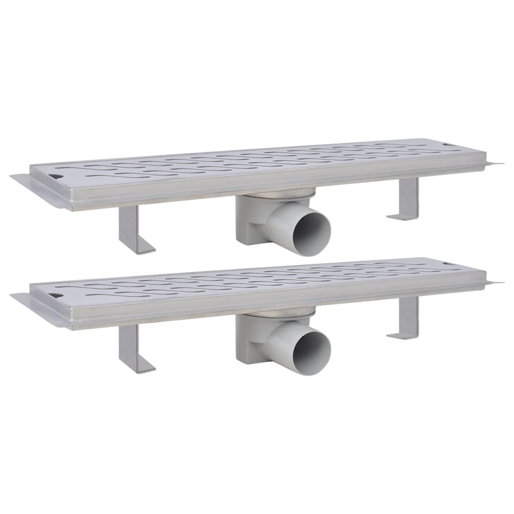 VIDAXL Duschabfluss 2 pc rechteckige Wellen 530 x 140 mm Edelstahl