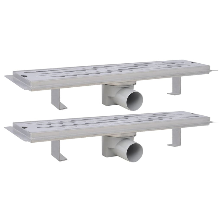 VIDAXL Duschabfluss 2 pc rechteckige Wellen 530 x 140 mm Edelstahl