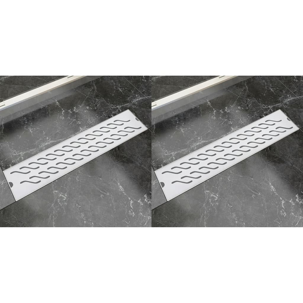 VIDAXL Duschabfluss 2 pc rechteckige Wellen 530 x 140 mm Edelstahl