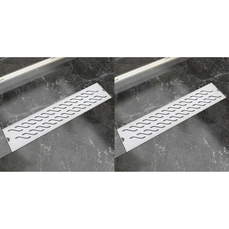 VIDAXL Duschabfluss 2 pc rechteckige Wellen 530 x 140 mm Edelstahl