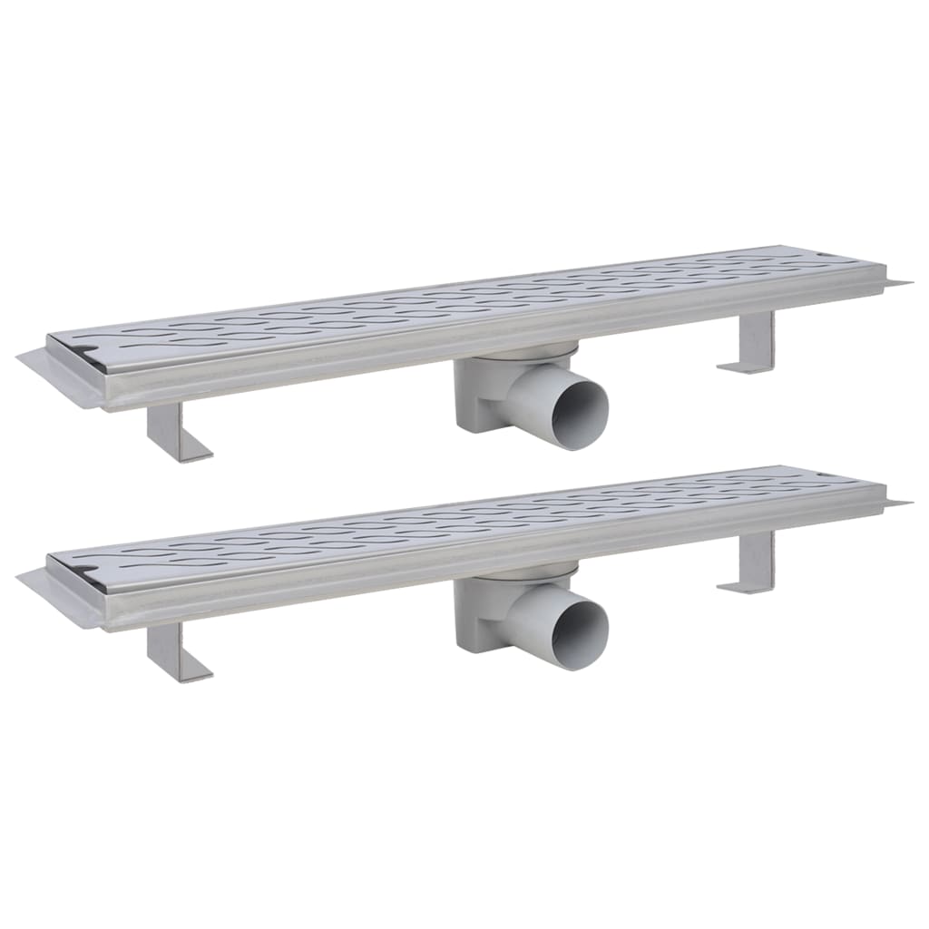 VIDAXL Duschabfluss 2 pc rechteckige Wellen 630x140 mm Edelstahl