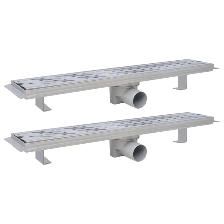 VIDAXL Duschabfluss 2 pc rechteckige Wellen 630x140 mm Edelstahl