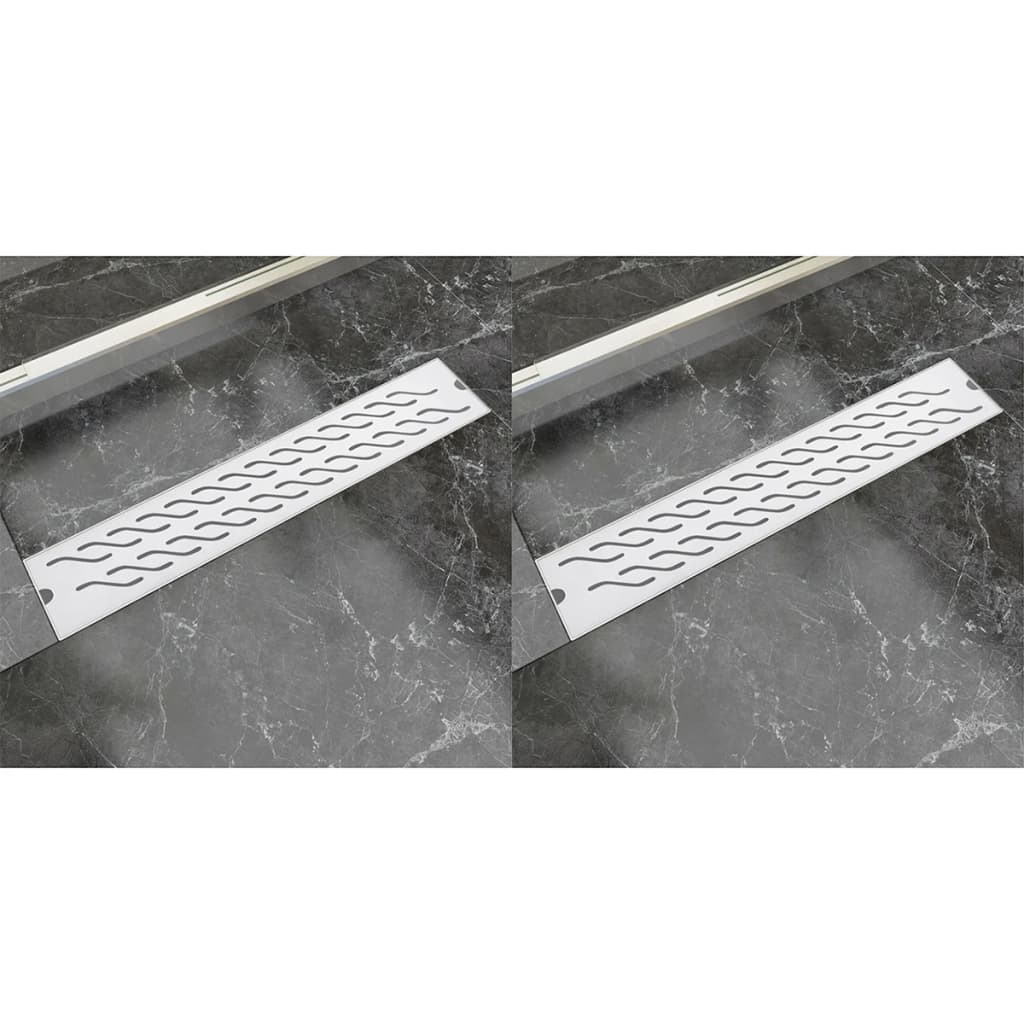 VIDAXL Duschabfluss 2 pc rechteckige Wellen 630x140 mm Edelstahl