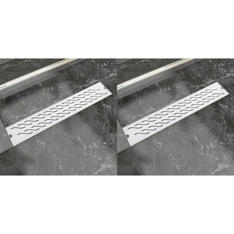 VIDAXL Duschabfluss 2 pc rechteckige Wellen 630x140 mm Edelstahl