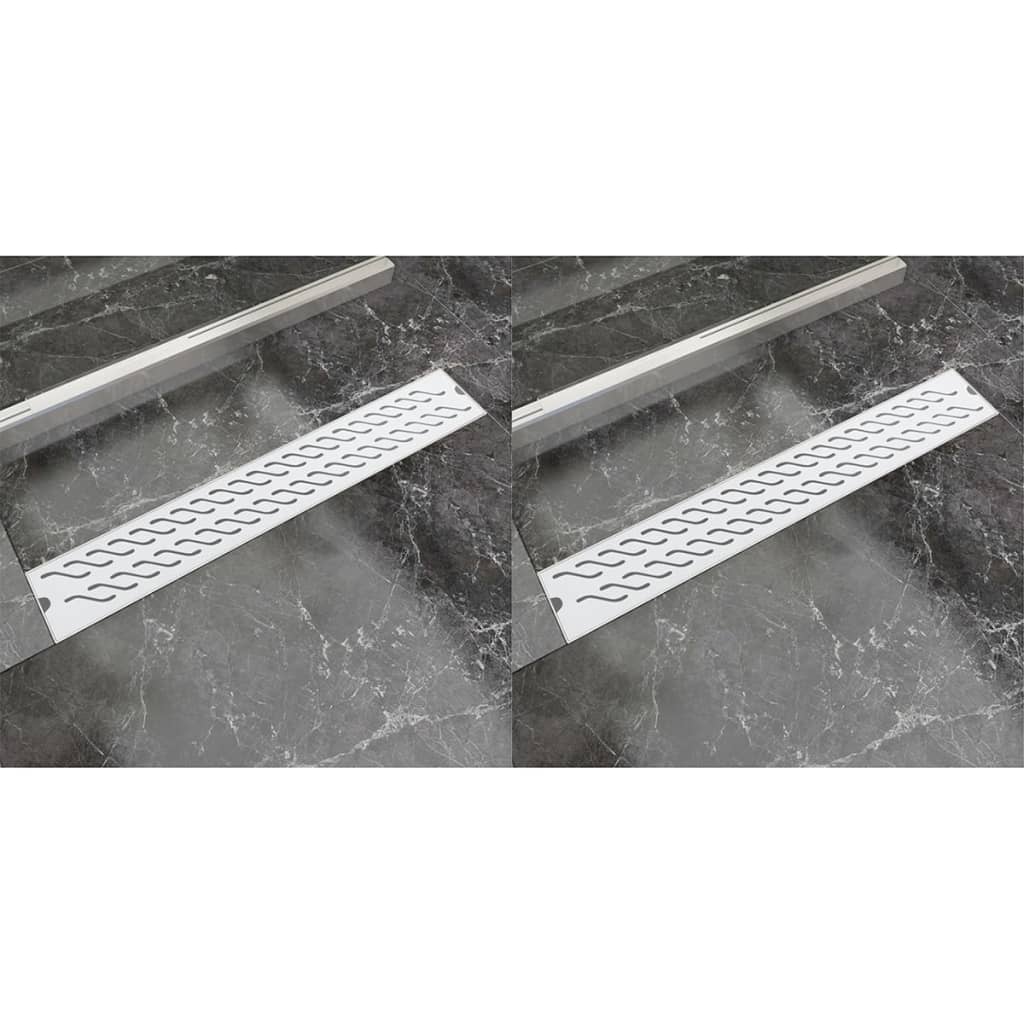 Vidaxl Duschabfluss 2 pc rechteckiger Golf 730x140 mm Edelstahl