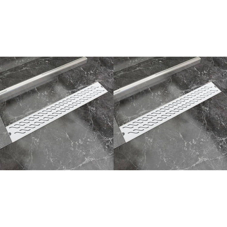 Vidaxl Duschabfluss 2 pc rechteckiger Golf 730x140 mm Edelstahl