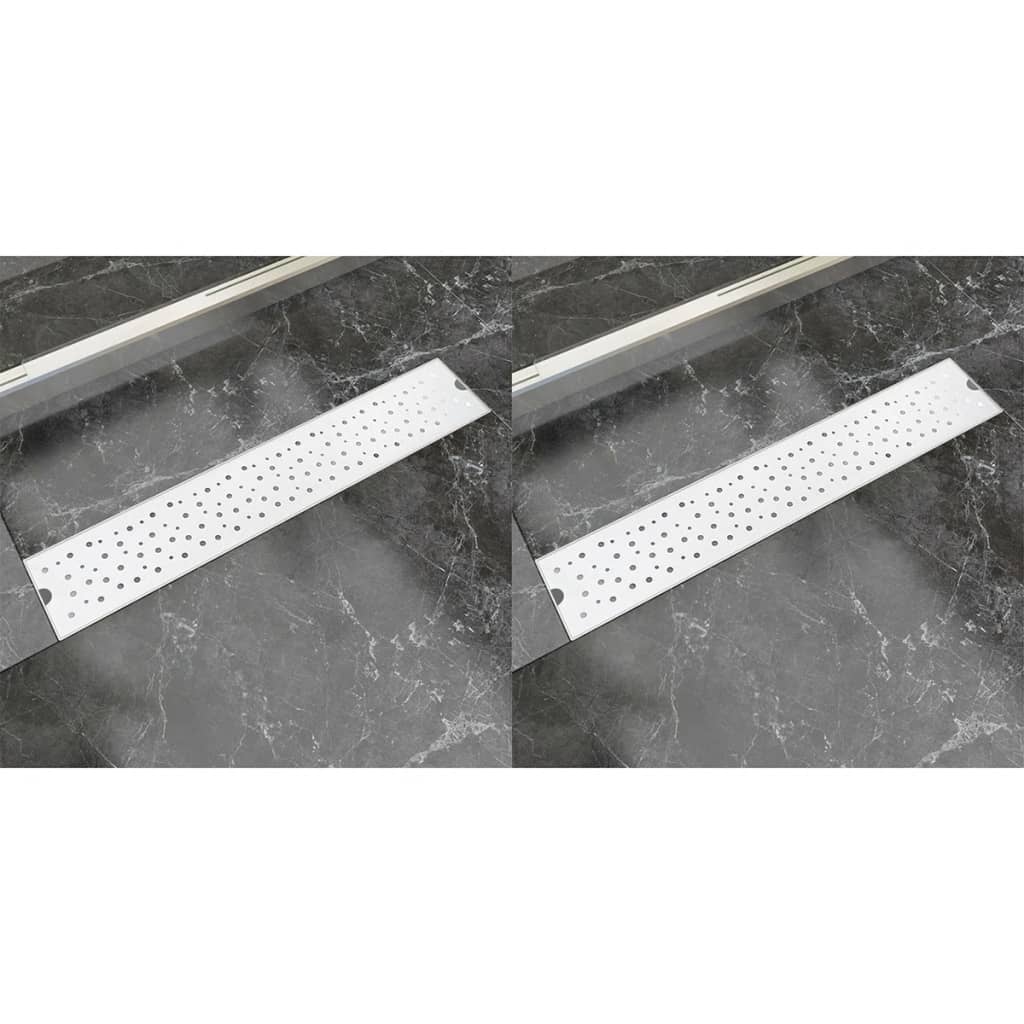 Vidaxl Duschabfluss 2 pc rechteckige Blase 630x140 mm Edelstahl