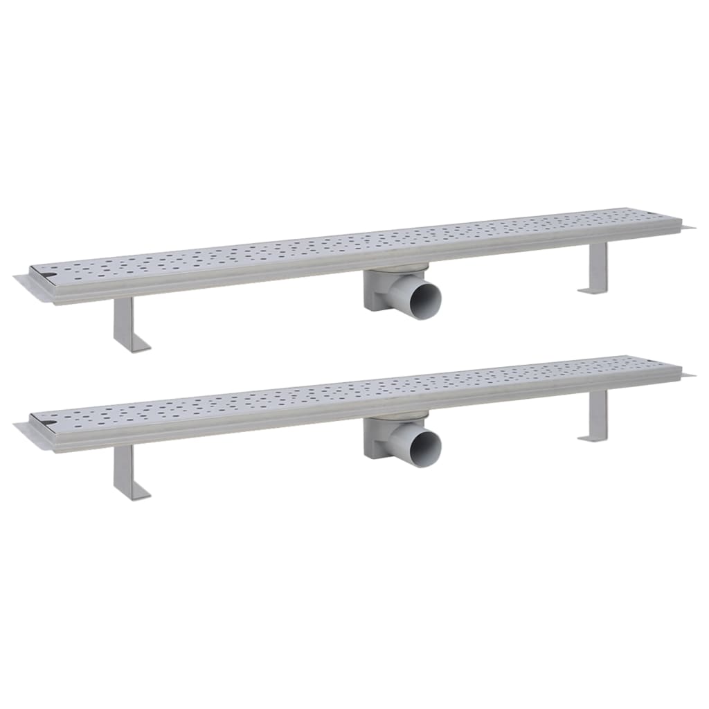 VIDAXL Duschabfluss 2 ST Rechteckblase 930 x 140 mm Edelstahl
