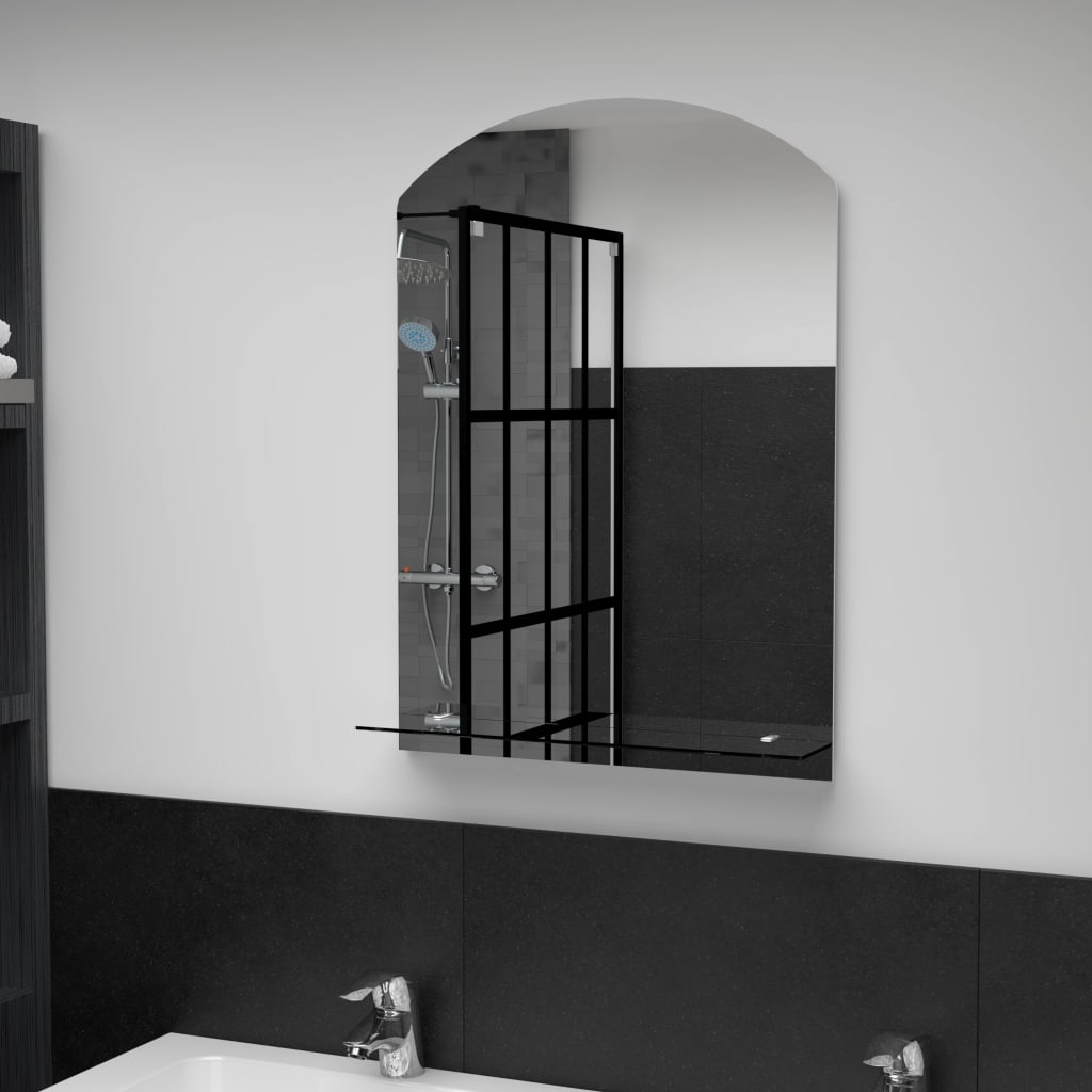 Vidaxl -Wandspiegel mit Regal 50 x 70 cm gehärtetes Glas