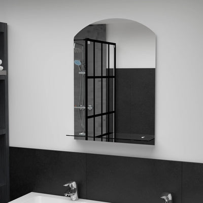 Vidaxl -Wandspiegel mit Regal 50 x 70 cm gehärtetes Glas