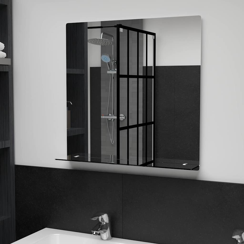Vidaxl -Wandspiegel mit Regal 60x60 cm gehärtetes Glas