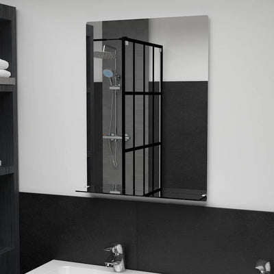Vidaxl -Wandspiegel mit Regal 50 x 70 cm gehärtetes Glas