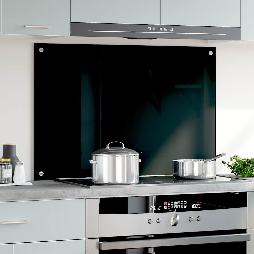 VIDAXL FRAGE SREBEN KITCHE 90x60 cm gehärtetes Glas schwarz