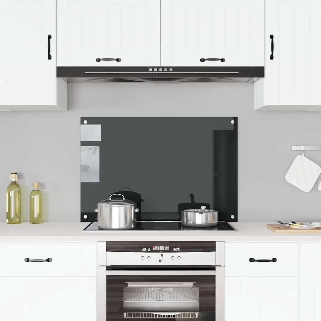 VIDAXL FRAGE SREBEN KITCHE 90x60 cm gehärtetes Glas schwarz
