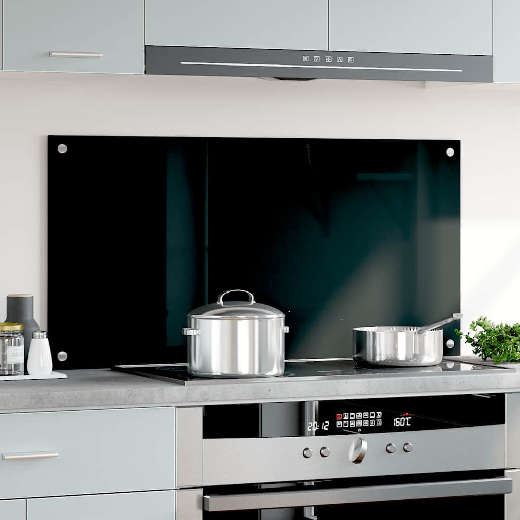 VIDAXL FRAGE SERBORK KITCHE 100x50 cm Temperiertes Glas schwarz