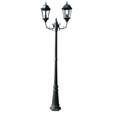 Vidaxl Gartenlaterne mit 2 Armen 230 cm Aluminium dunkelgrün Schwarz