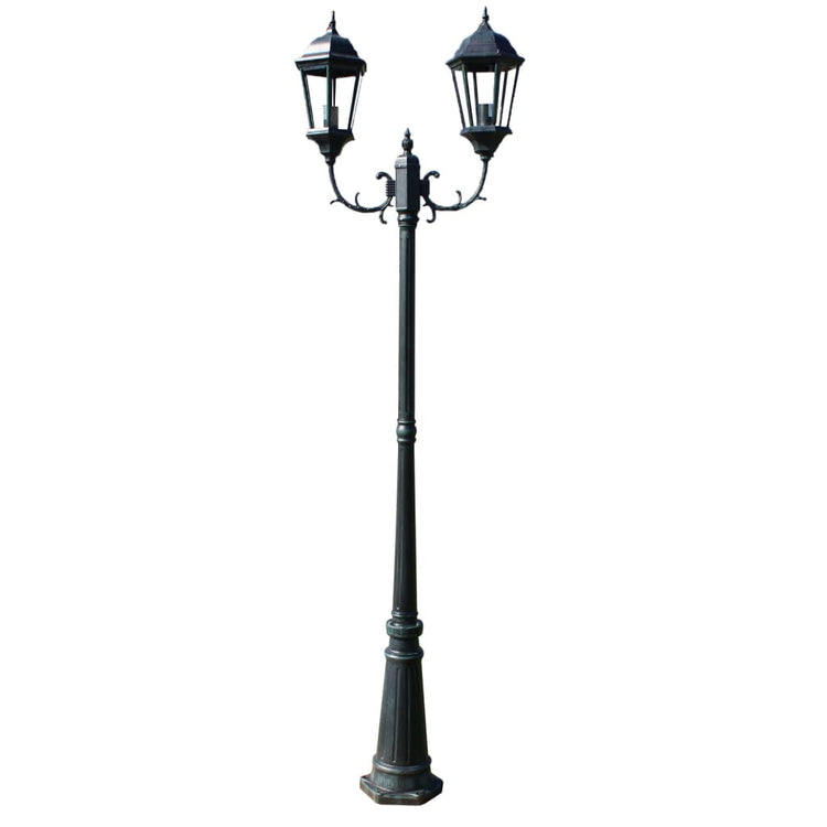 Vidaxl Gartenlaterne mit 2 Armen 230 cm Aluminium dunkelgrün Schwarz
