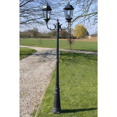 Vidaxl Gartenlaterne mit 2 Armen 230 cm Aluminium dunkelgrün Schwarz