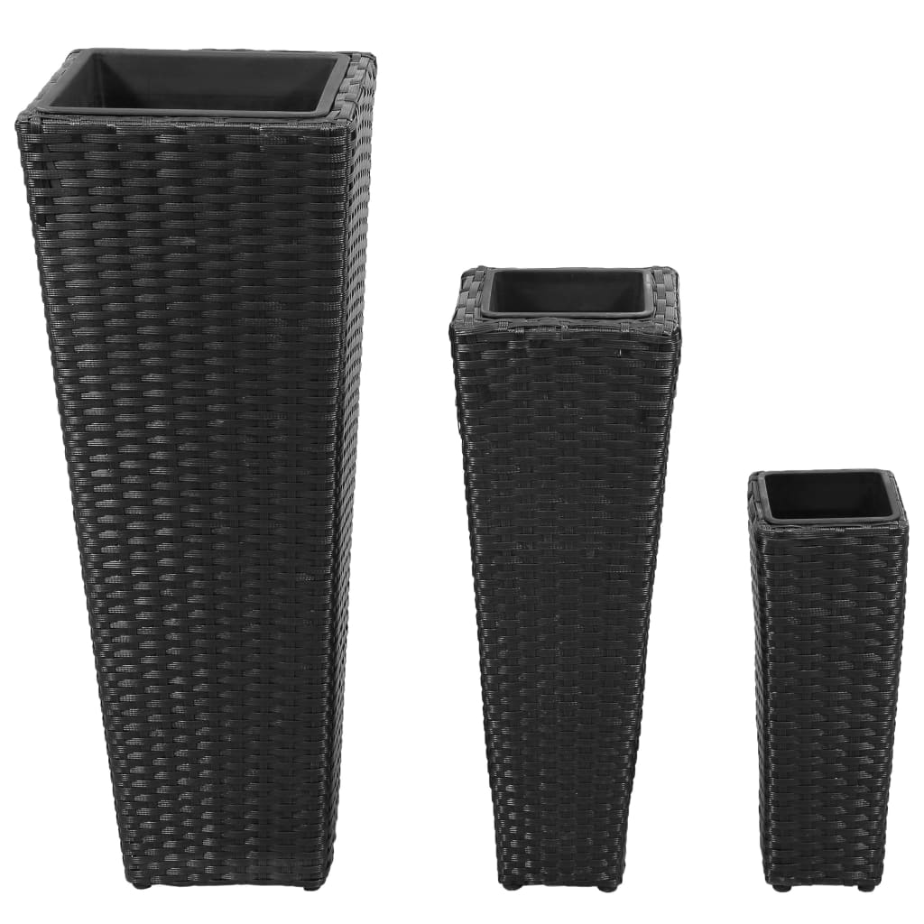 VIDAXL -Pflanzer erhöhten 3 St. Poly Rattan Schwarz