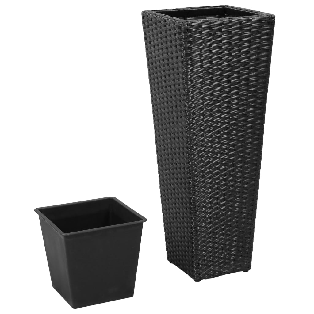VIDAXL -Pflanzer erhöhten 3 St. Poly Rattan Schwarz