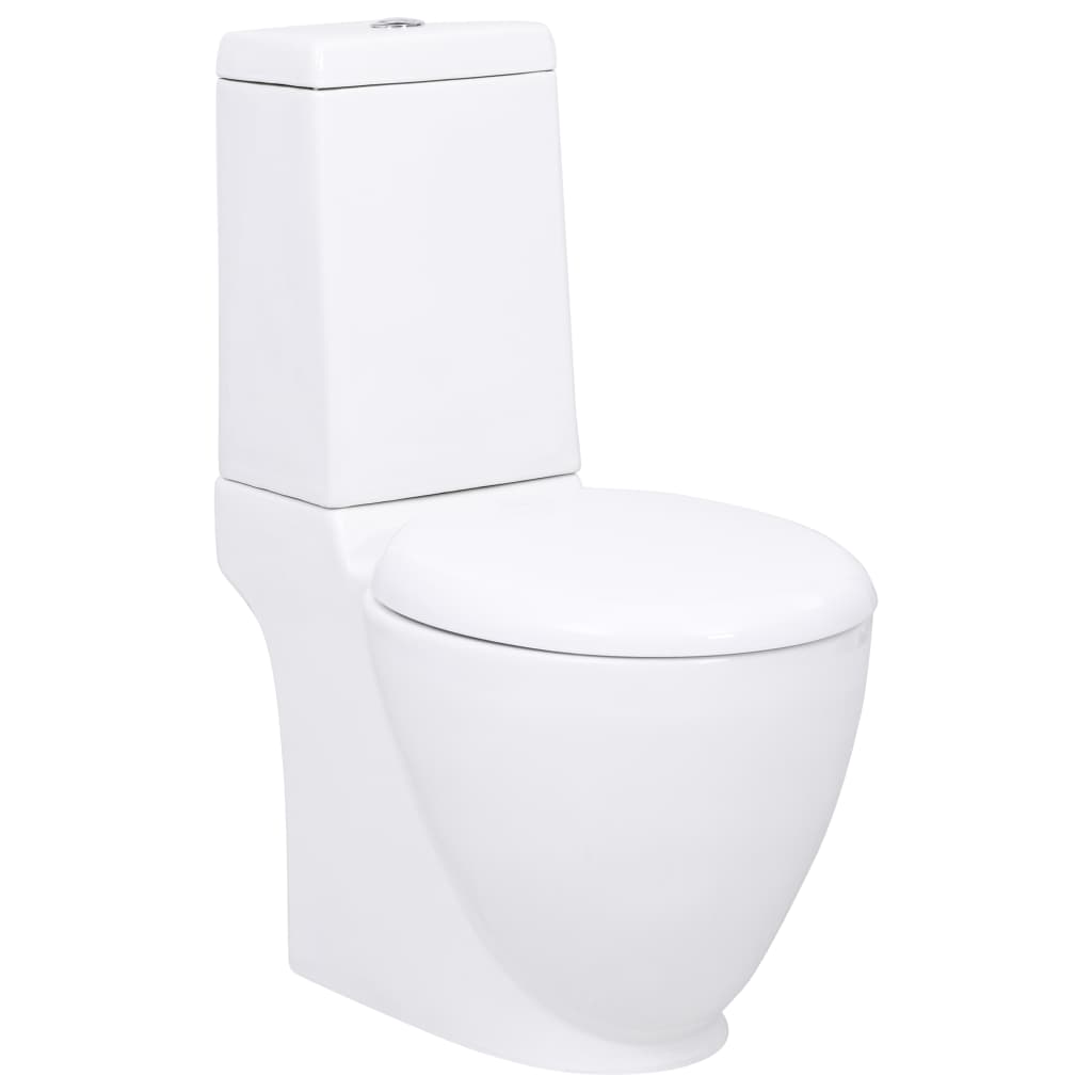 Vidaxl -Toilette mit Abfluss hinter Keramikweiß