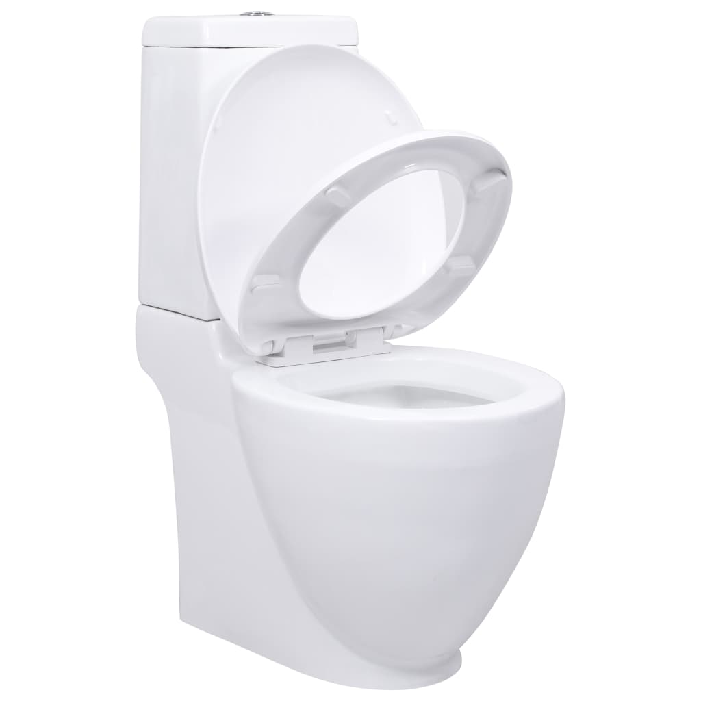 Vidaxl -Toilette mit Abfluss hinter Keramikweiß