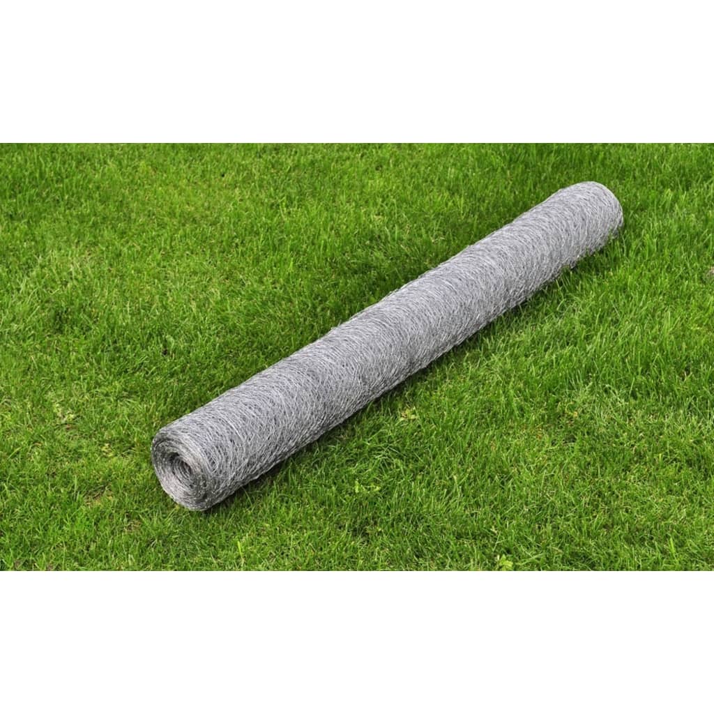 Vidaxl -Hühnerdraht 25x0,5 M verzinkte Stahl Silberfarbe