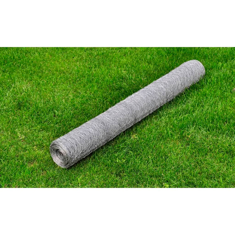 Vidaxl -Hühnerdraht 25x0,5 M verzinkte Stahl Silberfarbe
