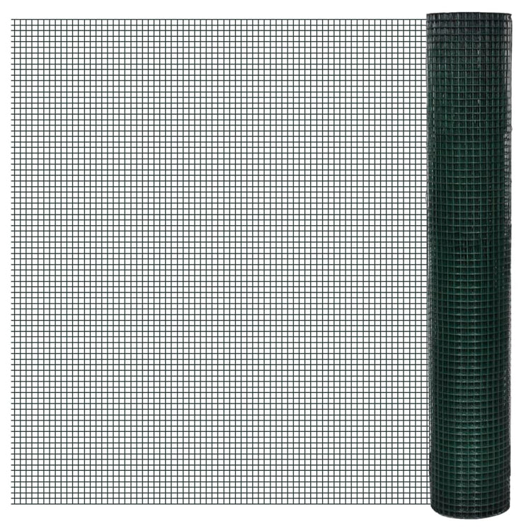 Vidaxl -Hühnerdraht 10x1 m verzinkter Stahl mit PVC -Beschichtung grün