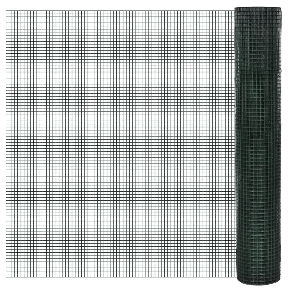 Vidaxl -Hühnerdraht 10x1 m verzinkter Stahl mit PVC -Beschichtung grün