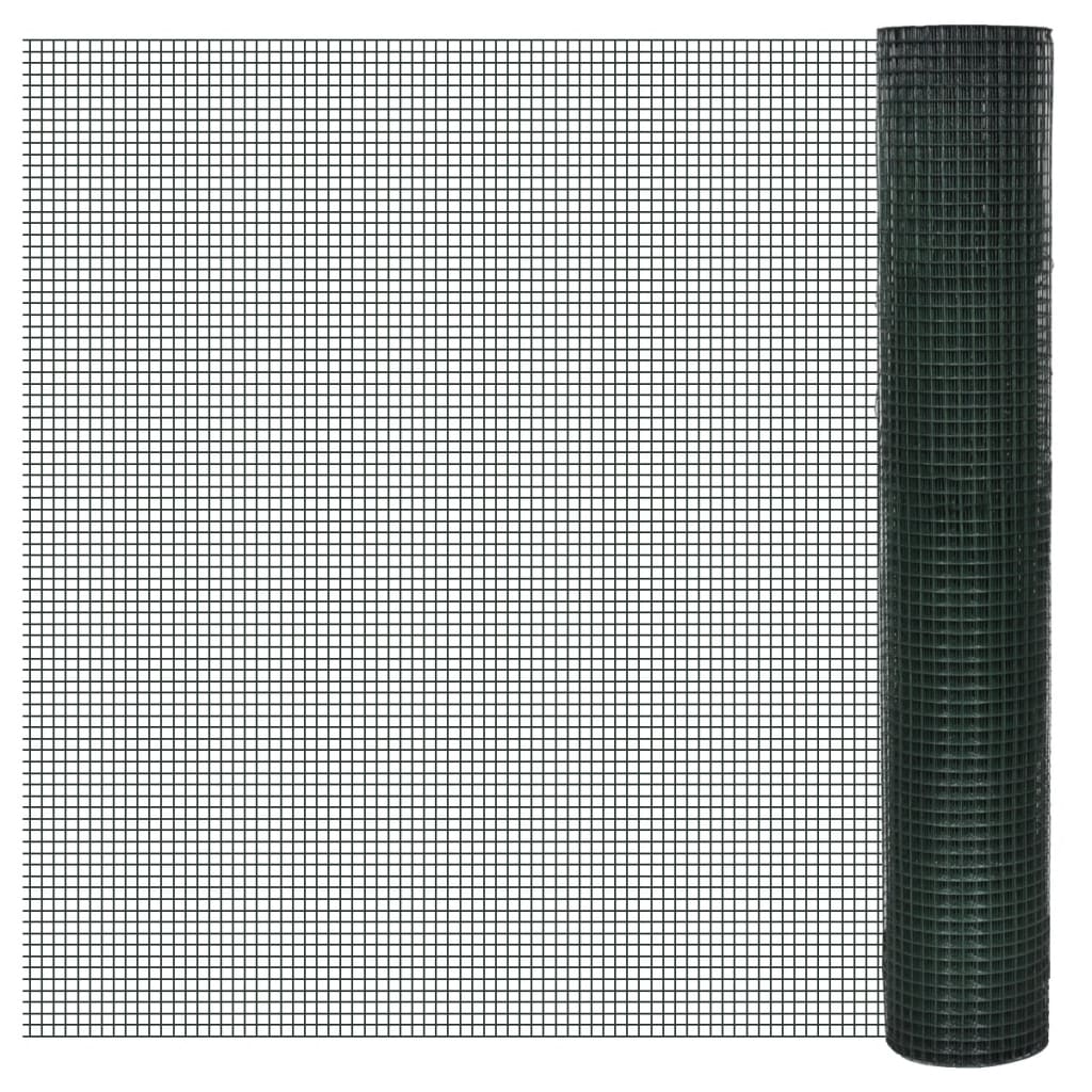 Vidaxl -Hühnerdraht 10x1 m verzinkter Stahl mit PVC -Beschichtung grün