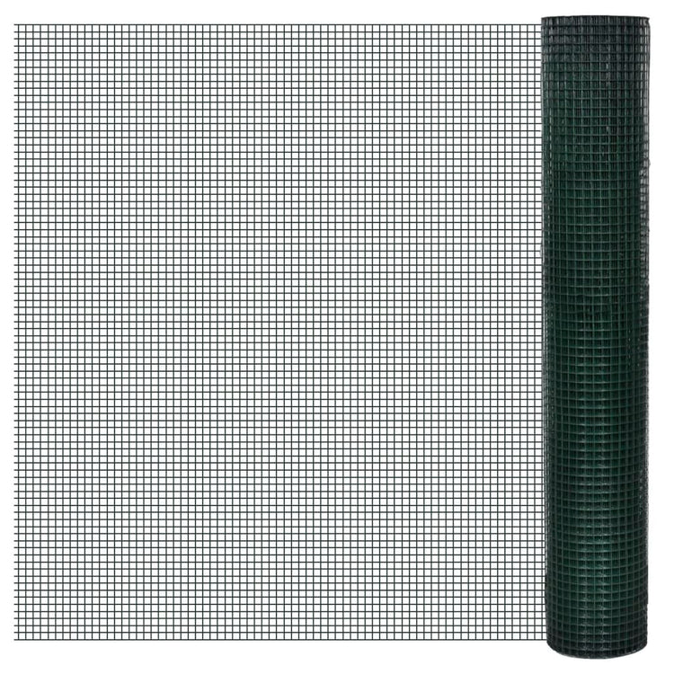 Vidaxl -Hühnerdraht 10x1 m verzinkter Stahl mit PVC -Beschichtung grün