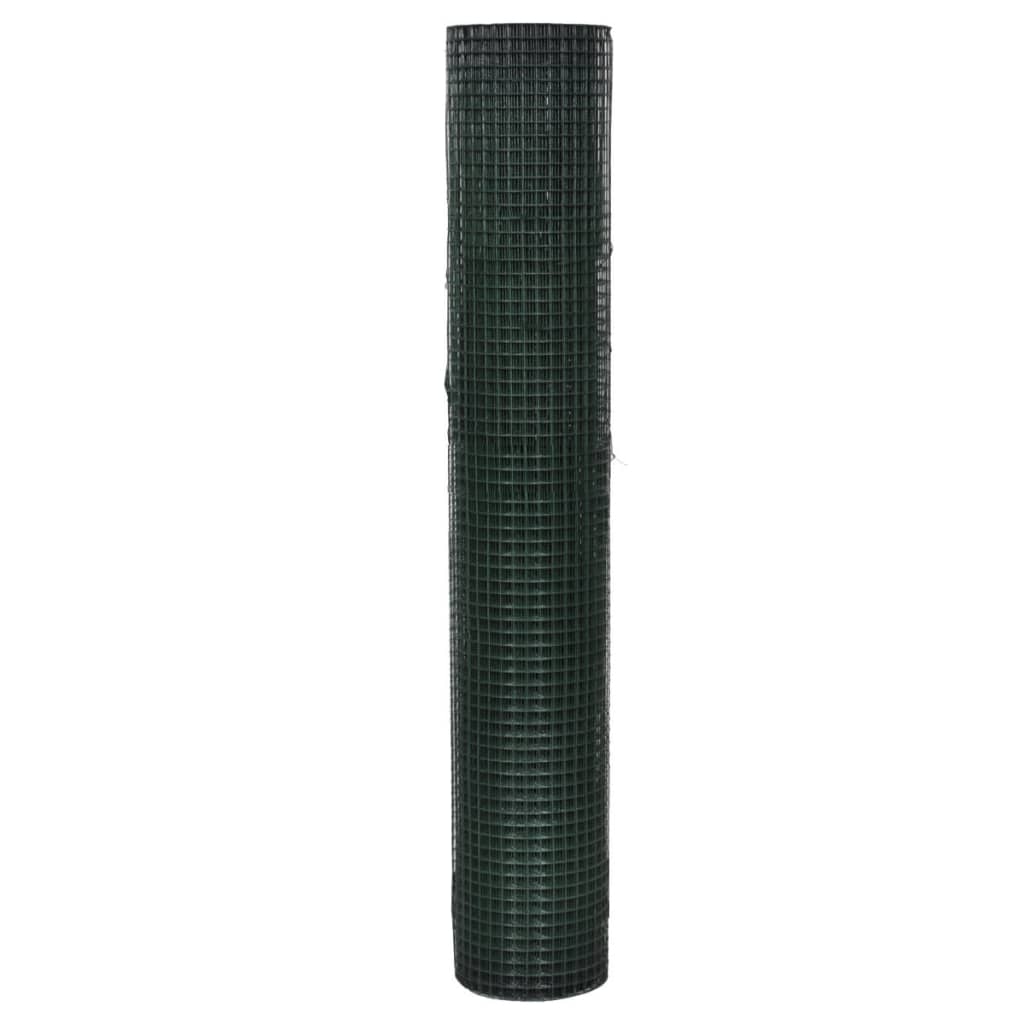 Vidaxl -Hühnerdraht 10x1 m verzinkter Stahl mit PVC -Beschichtung grün