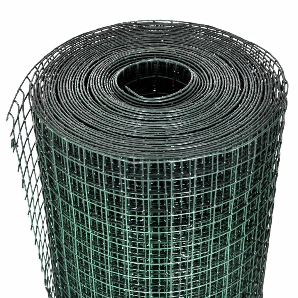 Vidaxl -Hühnerdraht 10x1 m verzinkter Stahl mit PVC -Beschichtung grün