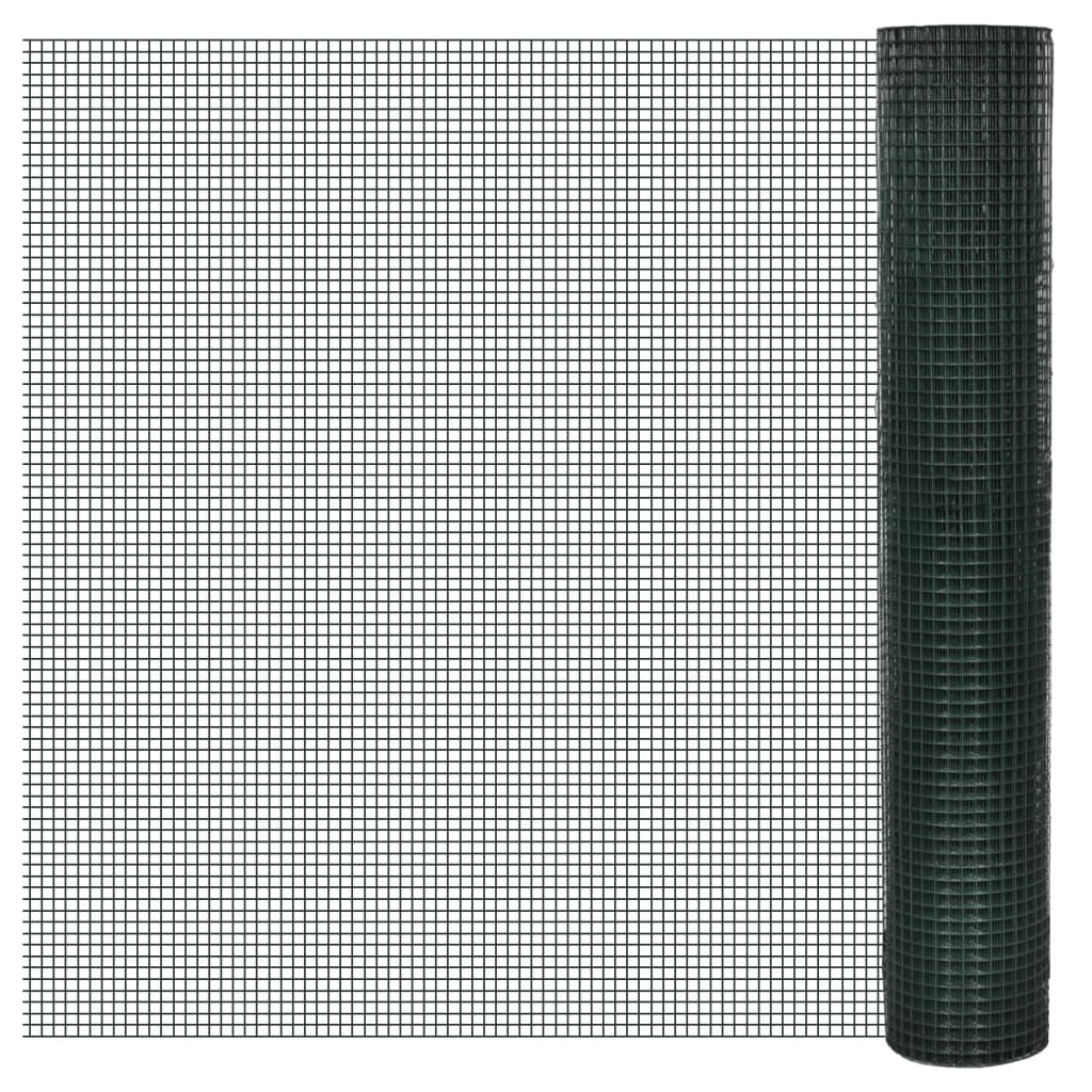 Vidaxl -Hühnerdraht 10x1 m verzinkter Stahl mit PVC -Beschichtung grün